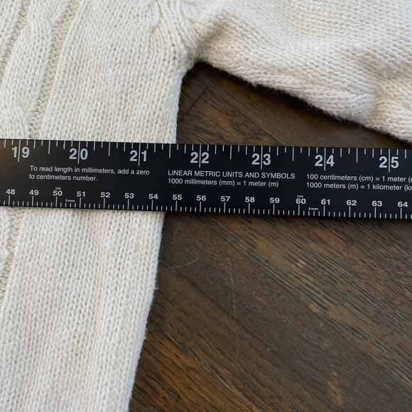 Cabin Creek Cream Cable Knit Sweater Large Vintage Henley 90s - Picture 9 of 10